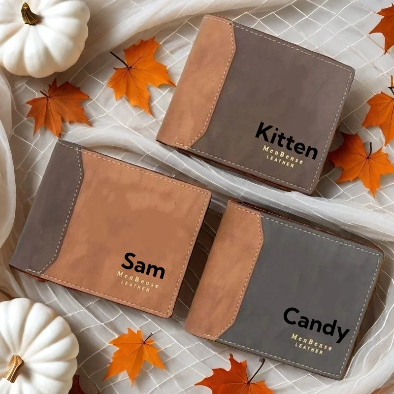 Custom Carved Name&Text Creative Special Faux Leather Coin Purse/Coin Bag With Custom Name And Text In Soft Faux Leather - Male