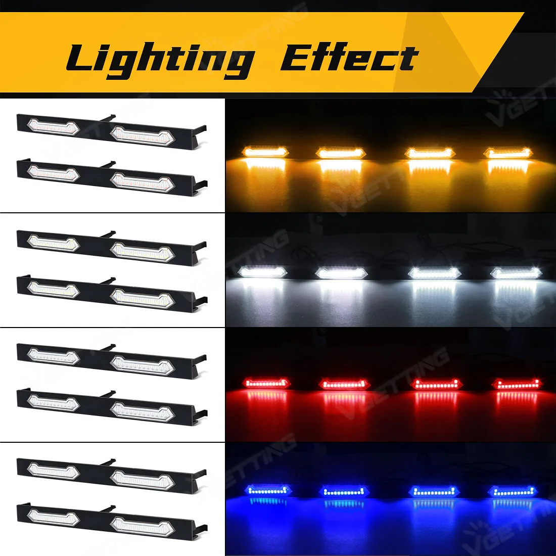 4 Colors Front LED Grille Light For Toyota Tacoma SR SR5 2024 Grid Warning Lamp Daytime Running Lamp DRL Smoked Clear Shell 12V