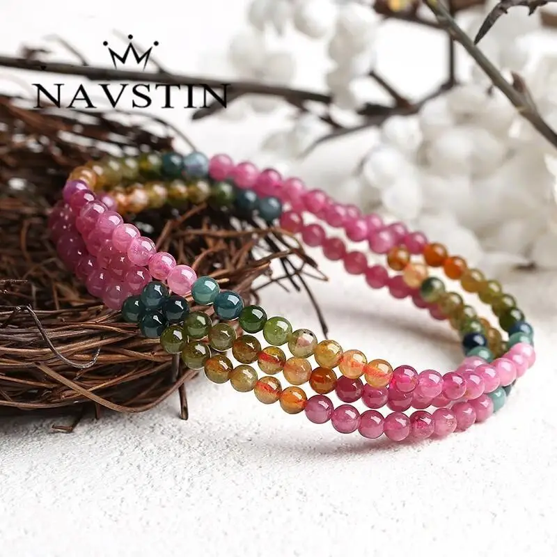 

Natural Candy Color Multi- Tourmaline Colorful 3 Circle Bracelet Factory Outlet