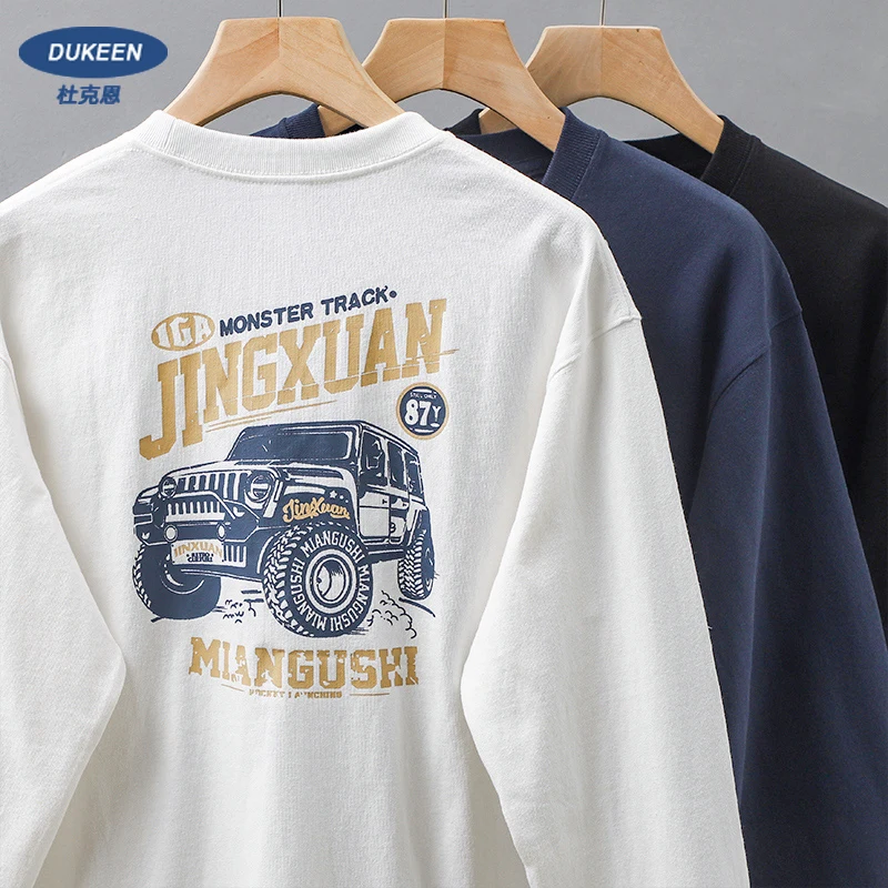 

Dukeen Long-Sleeved T Shirt for Men Vintage Off-Road Vehicle Printed Autumn 100% Cotton Tops Trend Style Tees Men's Clothing