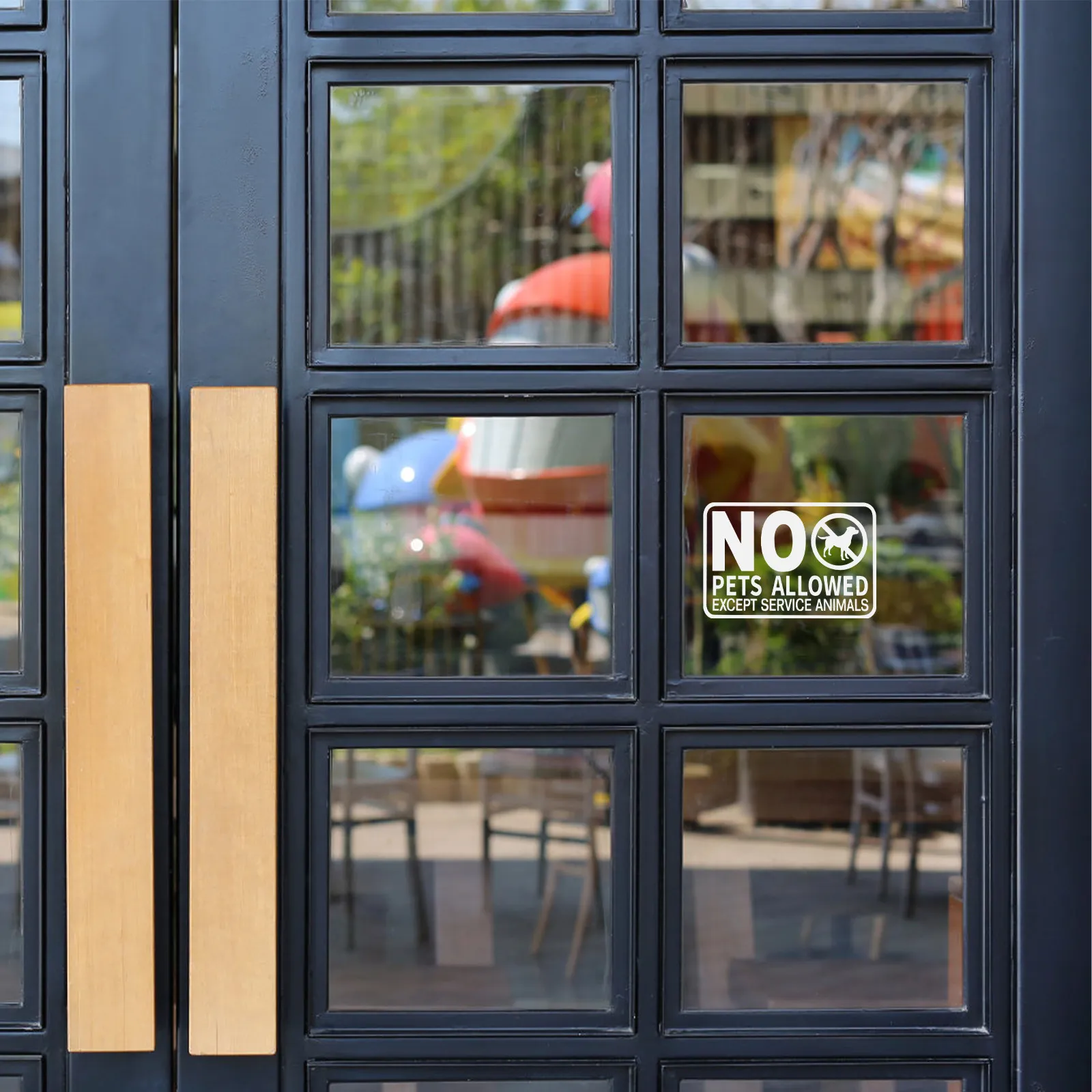 2Pcs No Pets Allowed Sign Translucent White Weather Resistant Vinyl Decals for Business Store Restaurant Window Door Reusable