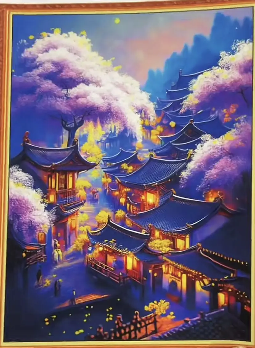 

9ct 60x80cm Purple Scenery Embroidery DIY Chinese Style Printed Kits Cross Stitch Needlework Set Home Decor Crafts