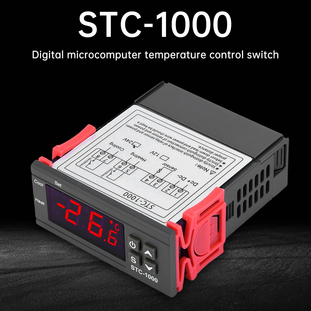 Controlador de temperatura para microordenador, pantalla Digital de 12/24V, AC110-220V, 10A, 60 ℃-120 ℃ con sonda NTC de 1m para congelador