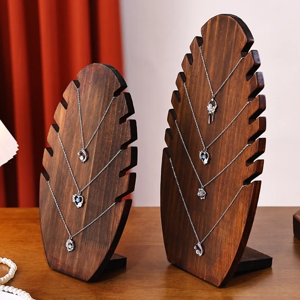 

Wooden Flame Shape Necklace Display Board Jewelry Stable Pendant Organizer Shelf Simple Vintage Necklace Display Stand