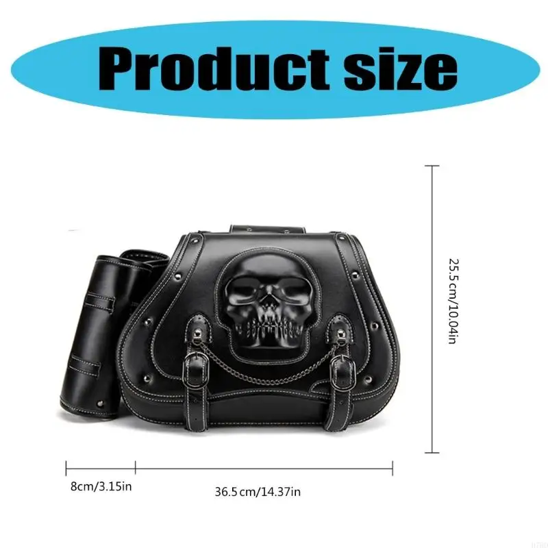 920L Large Capacity PU Leather Motorcycle Saddlebags Waterproof Side Bags Stylish Skull Designs Tool Storage Bag for Bike