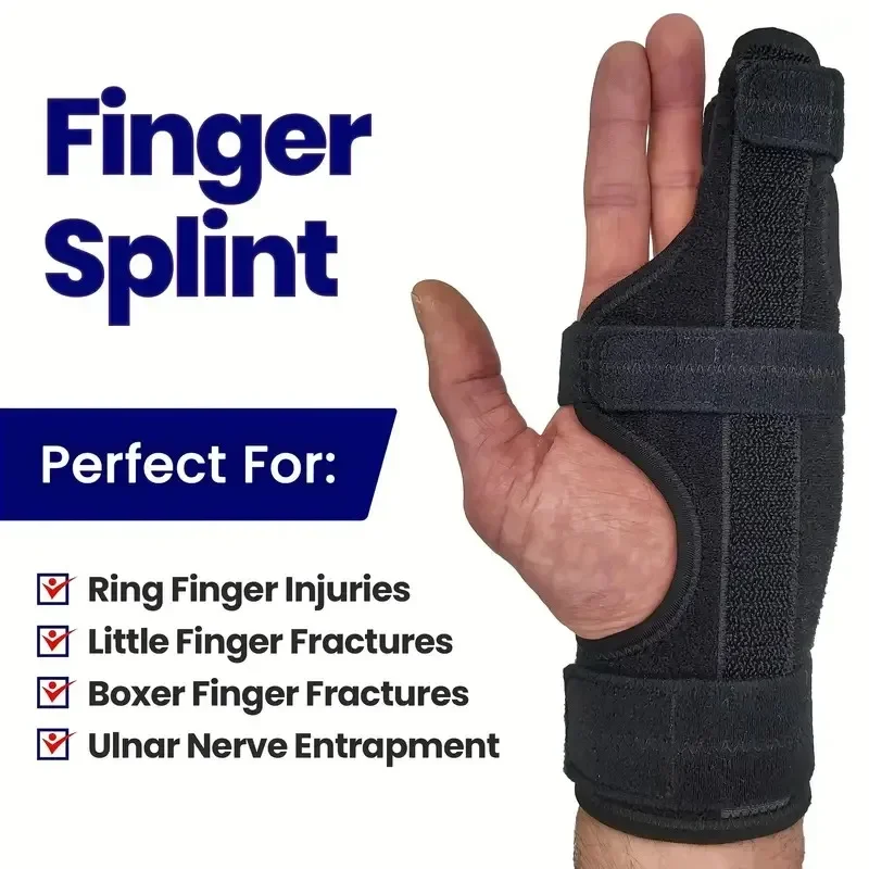 

1PC Boxer Finger Splint - Supports Pinky, Ring, Middle Metacarpals And Knuckles - Right Or Left Adjustable Hand Brace