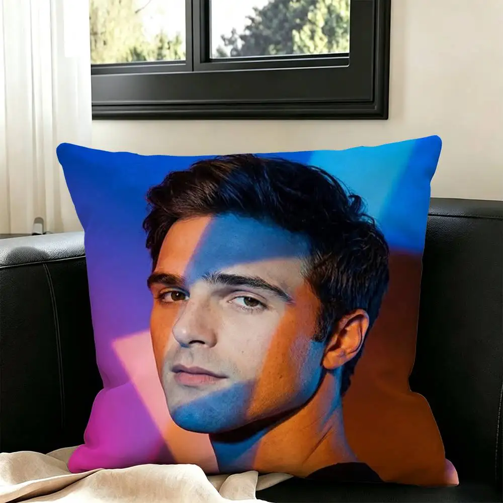 Jacob E-Elordi  Square Double-Sided printed Pillow Case Bedroom Bedside Pillow Sofa Cushion Cover