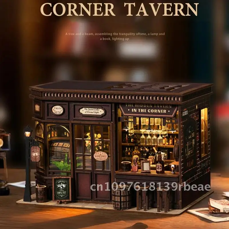 

Новая мини-угловая модель таверны, деревянный кукольный домик с комплектом мебели, игрушки для сборки своими руками для детей, взрослых, подарок на день рождения Casa