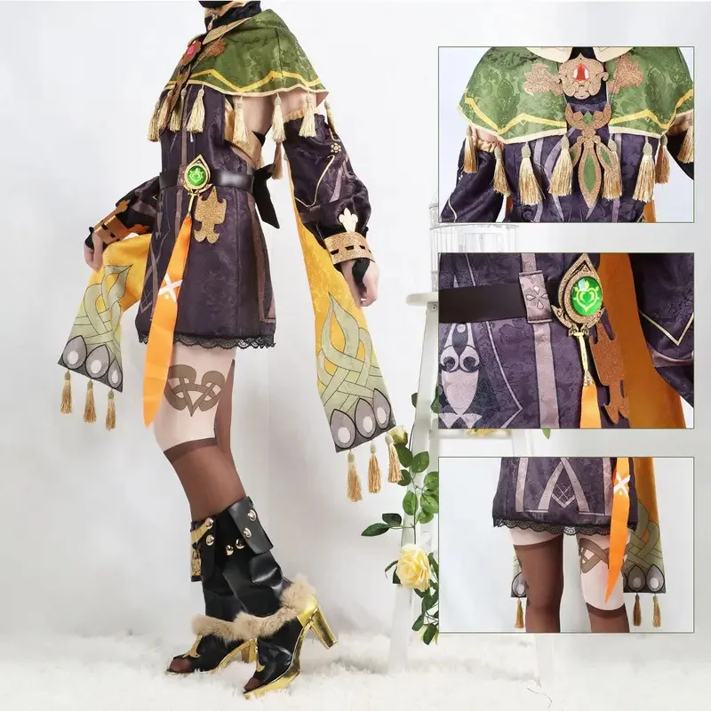 CyGame Genshin Impact 콜레이 코스프레 의상 수메루 덴드로 아비디야 포레스트 레인저 트레이너 콜레이 의상 드레스 양말 가발 코믹콘용