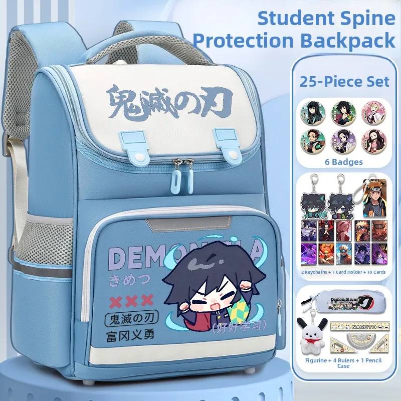 large-capacity-school-bag-student-backpack-double-shoulder-ghost-slayer-cartoon-campus-bag-boys-girls-school-bag-nylon-material