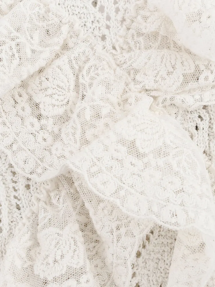 TFAFXY-Tops de punto escalonados para mujer, suéter Beige de manga corta, Tops, moda informal, elegante, jerséis de punto Y2k, verano 2025