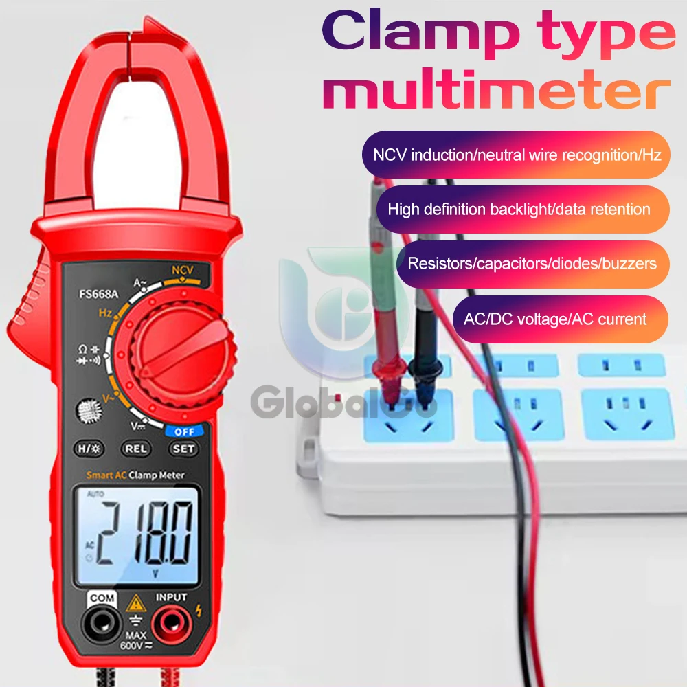 6000 Counts Digital AC/DC Current Multimeter Clamp Meter Ammeter Voltage Tester Car Amp Hz Capacitance NCV Ohm Tool