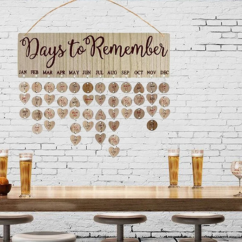 Birthday Reminder Calendar Hanging Board Plaque Home Decoration For Important Dates Tracker DIY Wooden Calendar