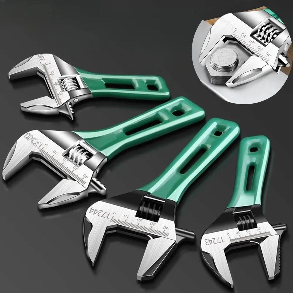

6/8 Inch Adjustable Wrench Mini Monkey Short Handle Spanner Material Laser Scale Rubber Wrapped Key