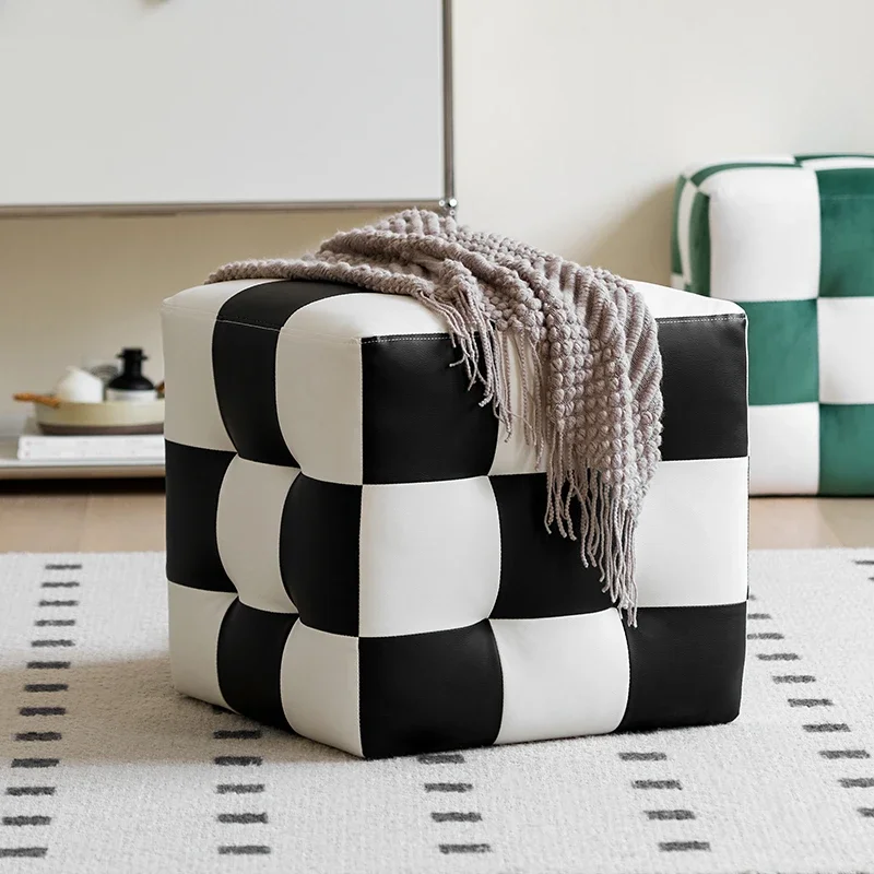 Lower left living room low stool checkerboard makeup stool cloakroom sofa