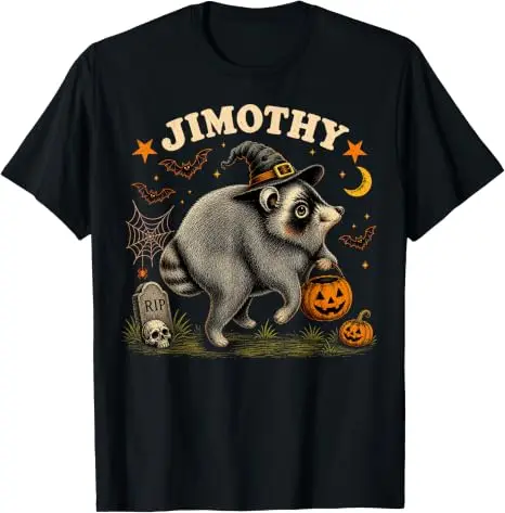 Jimothy Seattle Raccoon Halloween-Shirt, lustiges Tier-Meme-T-Shirt, Y2k Spooky Season, Trick or Treat Nights Wizard Jimothy Tees – Detail 11