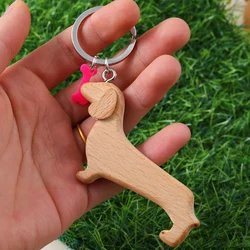 1 Piece wood dachshund dog pink bone mothers day gift best friend gift keychain