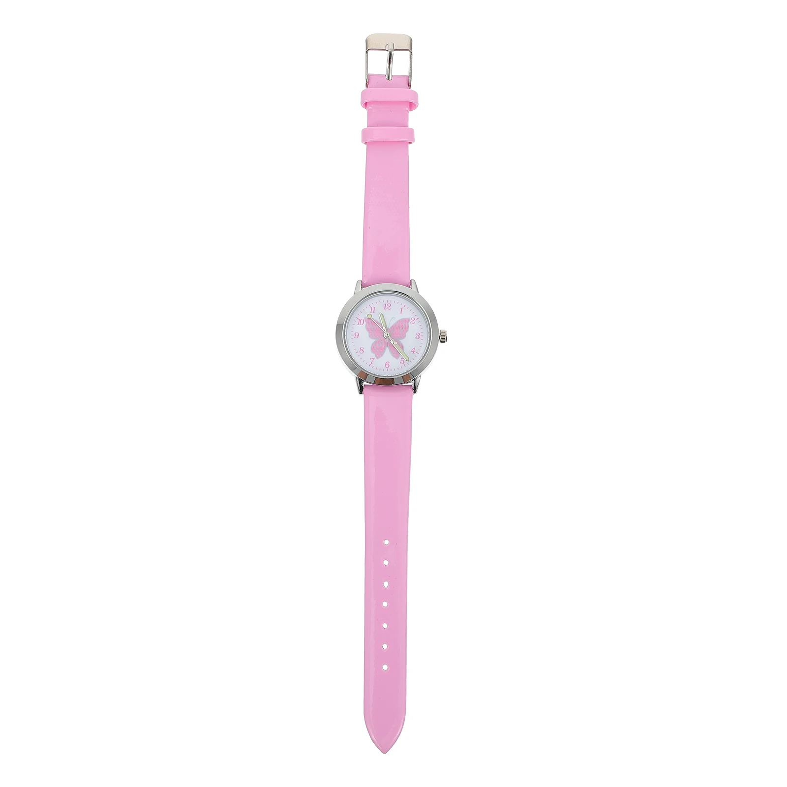 

1 pc Children Wristwatch Luminous Kids Watch Butterflies Pattern Durable Clear Dial Bright Color Alloy Pu Material Kids Gift For