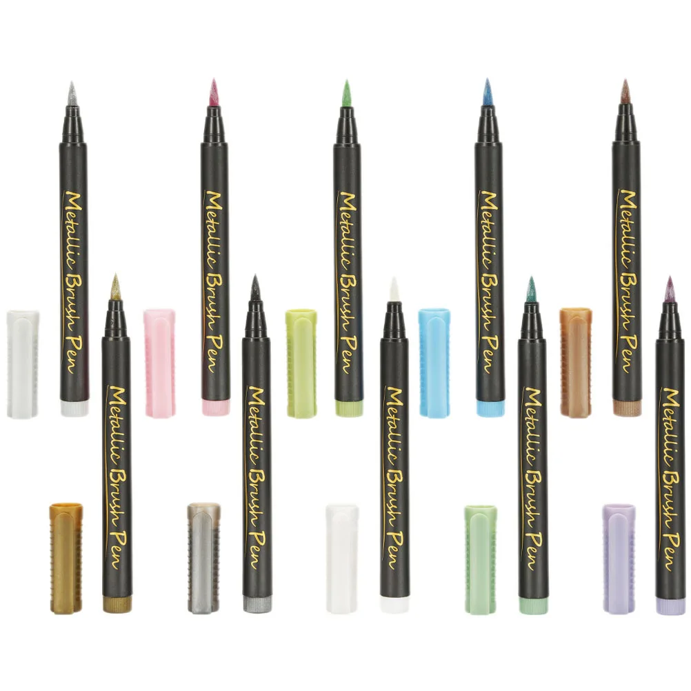 10Pcs Colorful Marker Pens Multi-Function Metallic Markers Portable Professional Paint Markers for Graffiti Illustration Note