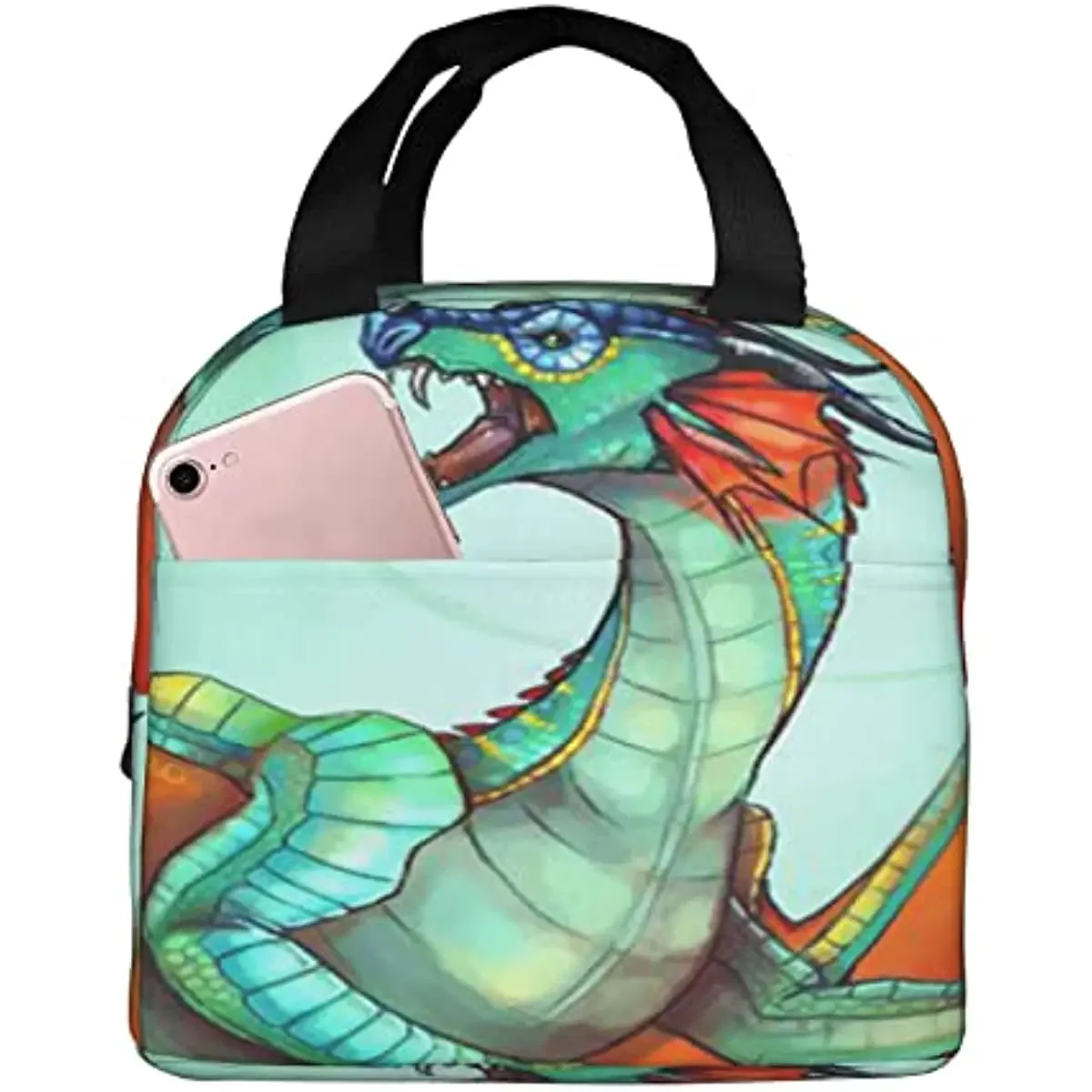 

Lunchbag Wings_of_Dragons_Fire Students Heat Preservation Lunch Box Bento Handbag Snack Package for School Office