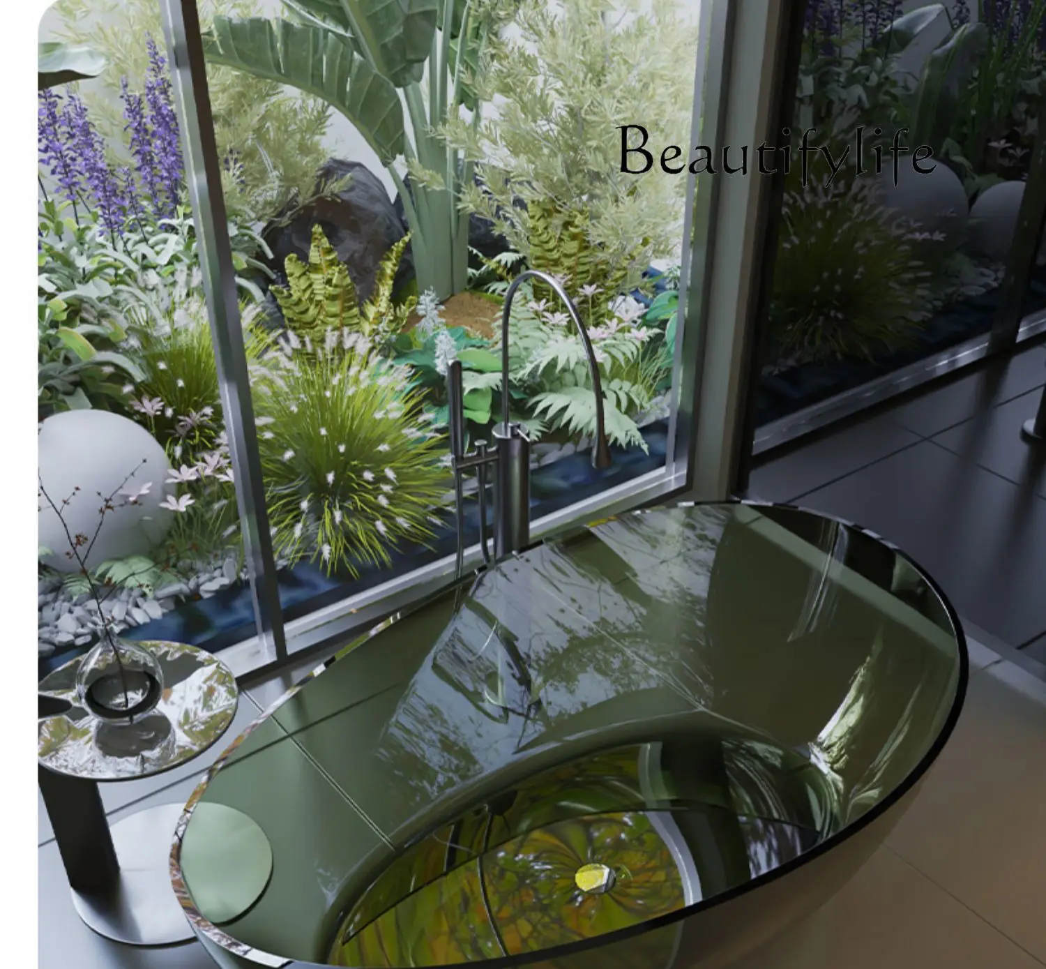 Color bathtub Transparent resin Artificial stone bathtub Integrated molding Special-shaped bathtub