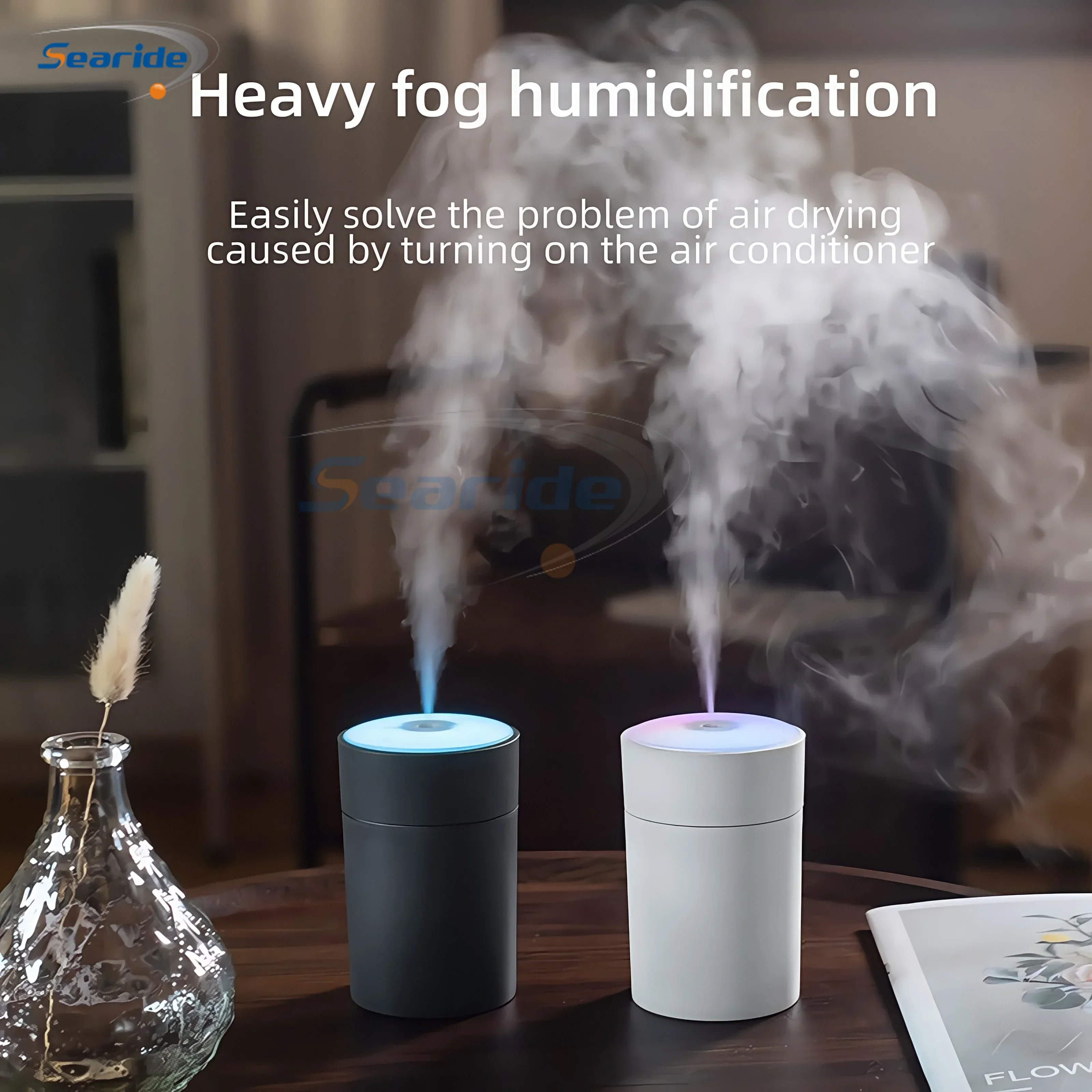 200ML Car Air Humidifier Portable Mini Spray Mist Humidifier with LED Light USB Powered Essential Oil Diffuser For Bedroom Home