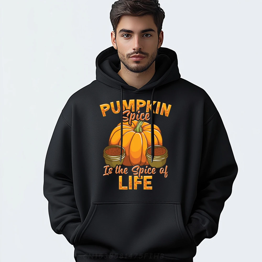 

Pumpkin Spice Is The Spice Of Life Fall Autumn Halloween Men Pullover Hoodies High Quality Graphic Pullover Hoodies Illustration