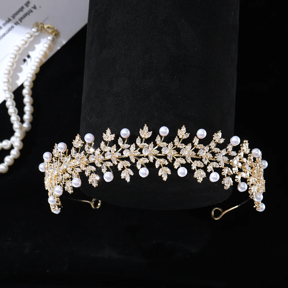 Zirkonia Bruids Tiara Kroon Voor Bruiloft Hoofdtooi Luxe Koningin Kronen Voor Bruid 15 Jaar Bruiloft Haar Sieraden Accessoires