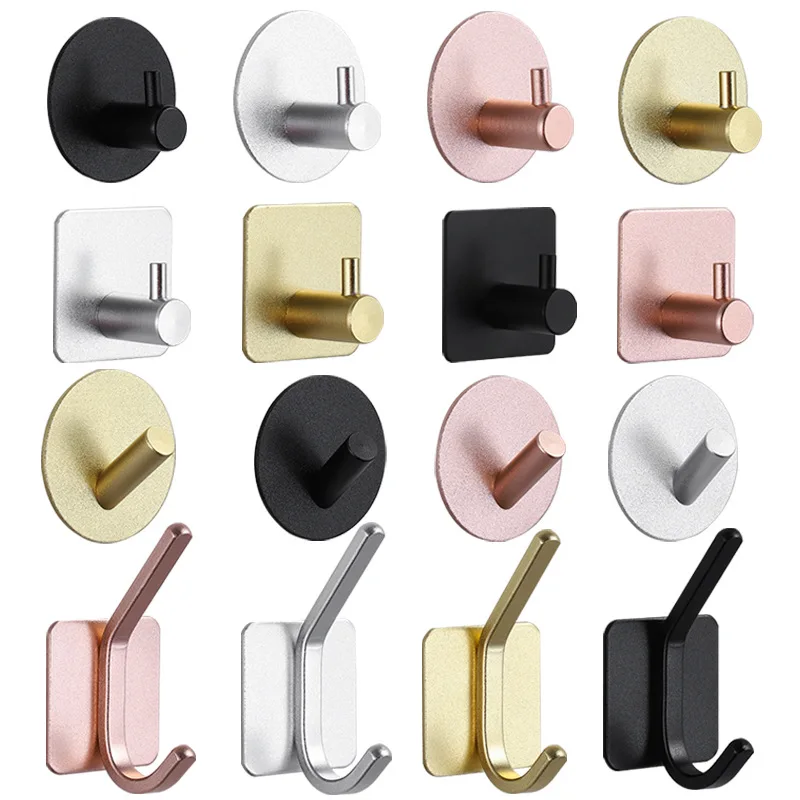 Self Adhesive Hanging Bathroom Hooks Door Key Bag Coat Towel Robe Hanger Shower Hook Organizer For Bathroom Kitchen Accessories