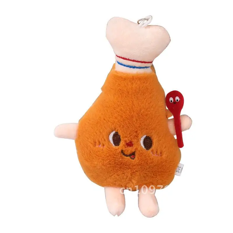 Simpatico hamburger hot dog gamba di pollo ciondolo in peluche piccola bambola - portachiavi zainetto ornamento afferrare macchina giocattolo per bambini