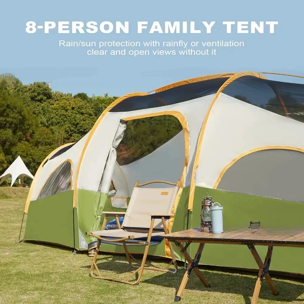 

Tent for Camping, Waterproof Windproof Family with Rainfly, Divided Curtain Design for Privacy Space,with Carry Bag Tents