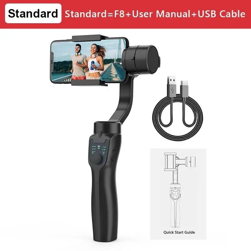 New F8 Handheld 3-Axis Gimbal Phone Holder Anti Shake Video Record Stabilizer for Xiaomi iPhone Cellphone Smartphone