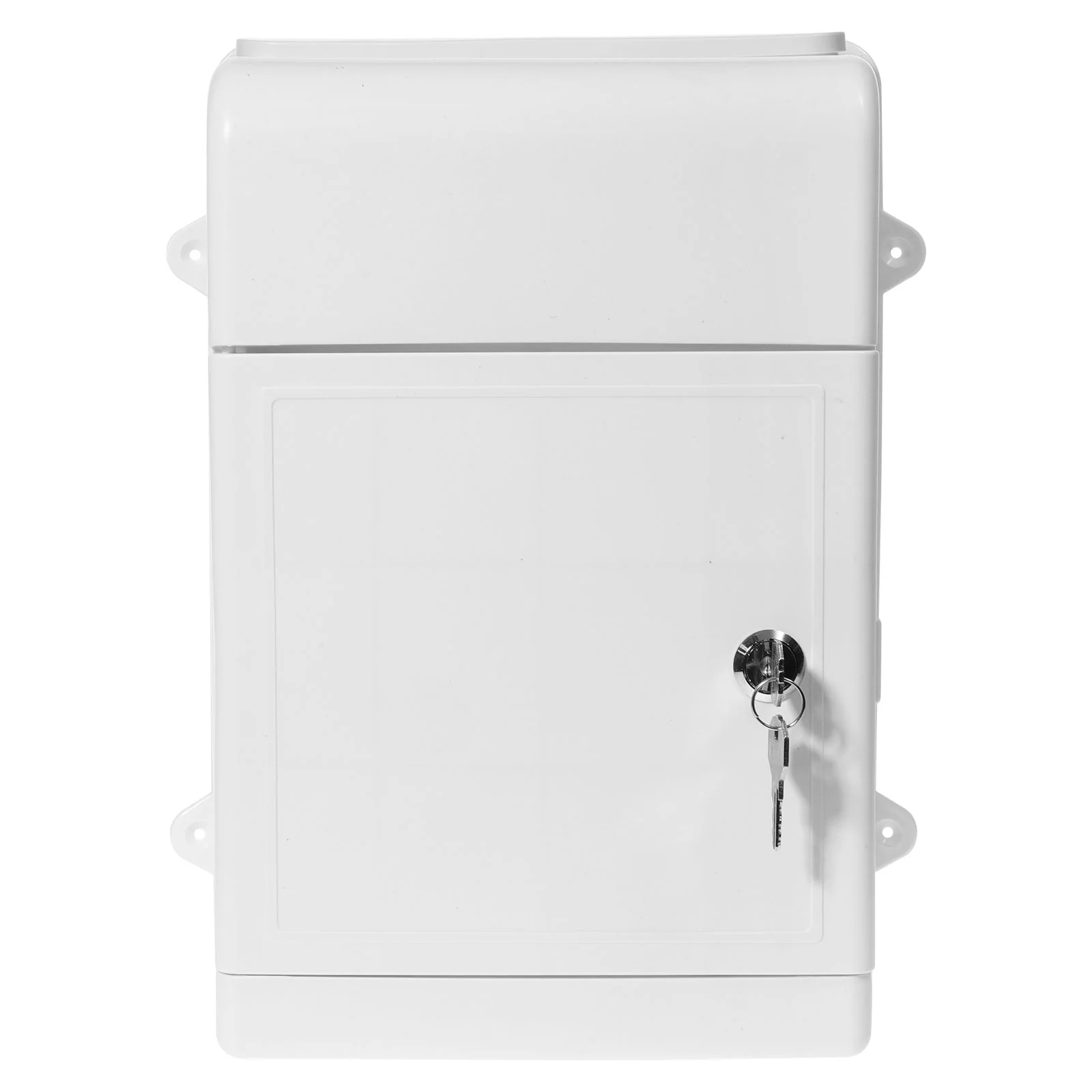 Plastic Metal Wall Mounted Mailbox Lockable Rainproof Letter Storage Box Office Hanging Vertical White Suggestion