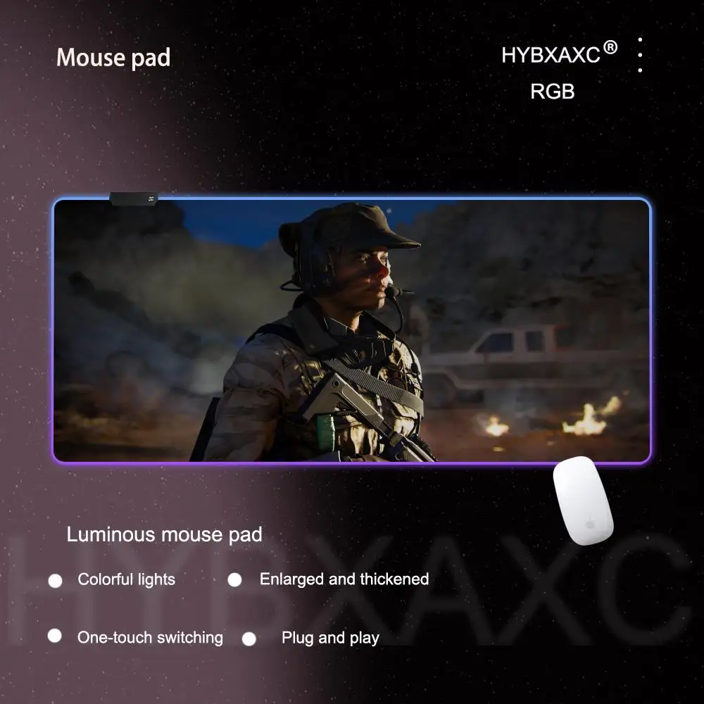 ゲームコールオブD-デューティブラックオプス6 SマウスパッドRGB LEDライト滑り止めラバーベース防水オフィスPCホームベストプライスデスクマット