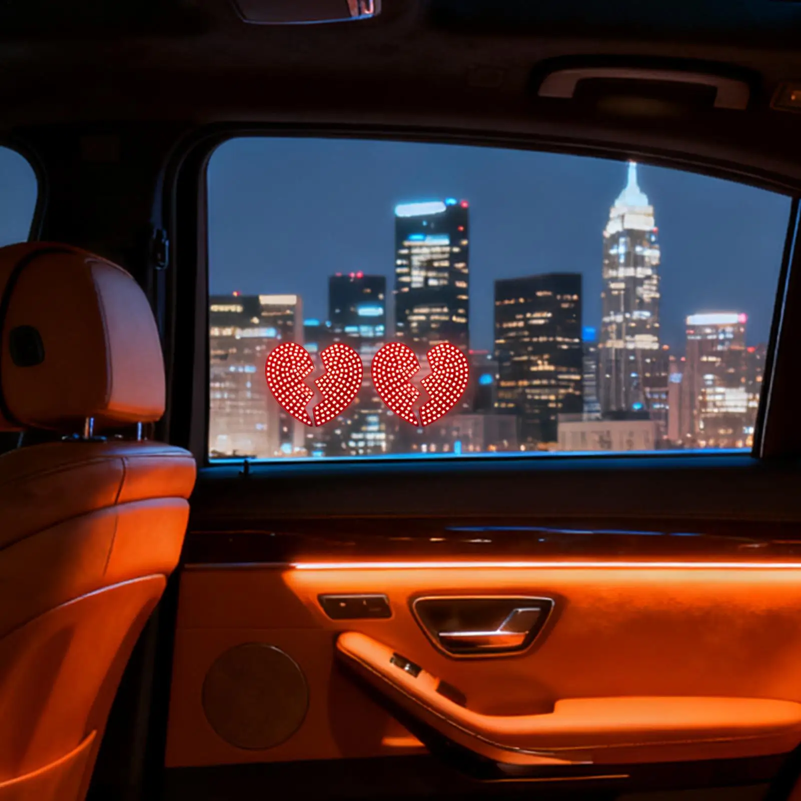 Car Back Window Light Love Heart Shape Vehicle Decoration Car Interior Atmosphere Lights for SUV RV Sedan Truck Minivan Van
