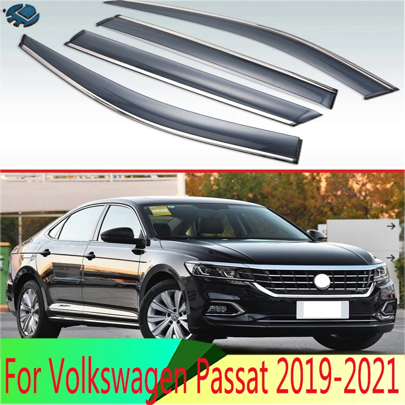 

For Volkswagen Passat 2019-2021 Plastic Exterior Visor Vent Shades Window Sun Rain Guard Deflector 4pcs