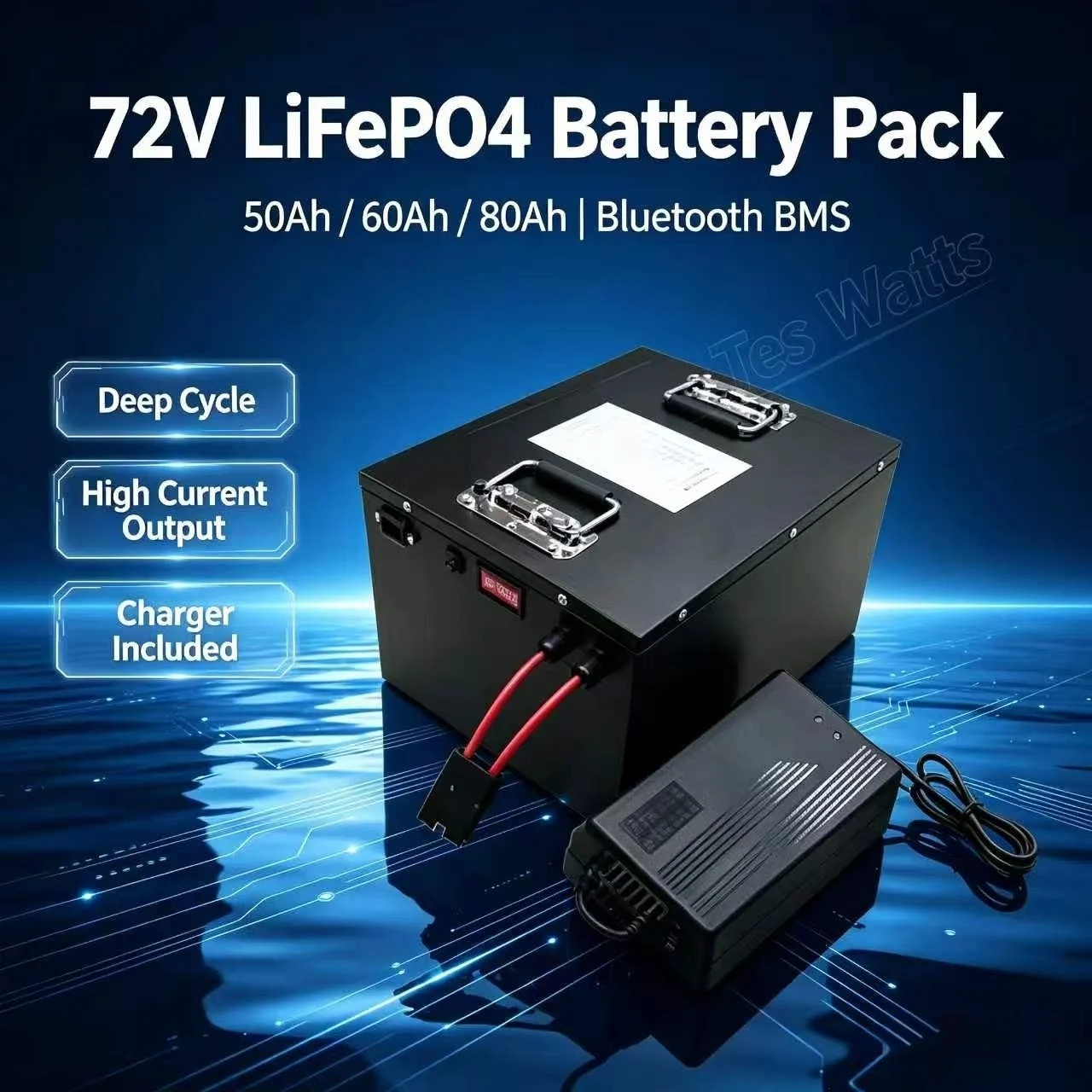 24S 72V 50Ah 60Ah 80Ah lifepo4 lithium battery with 100A Bluetooth BMS for 2000W 3000W 5000W Fahrrad Roller