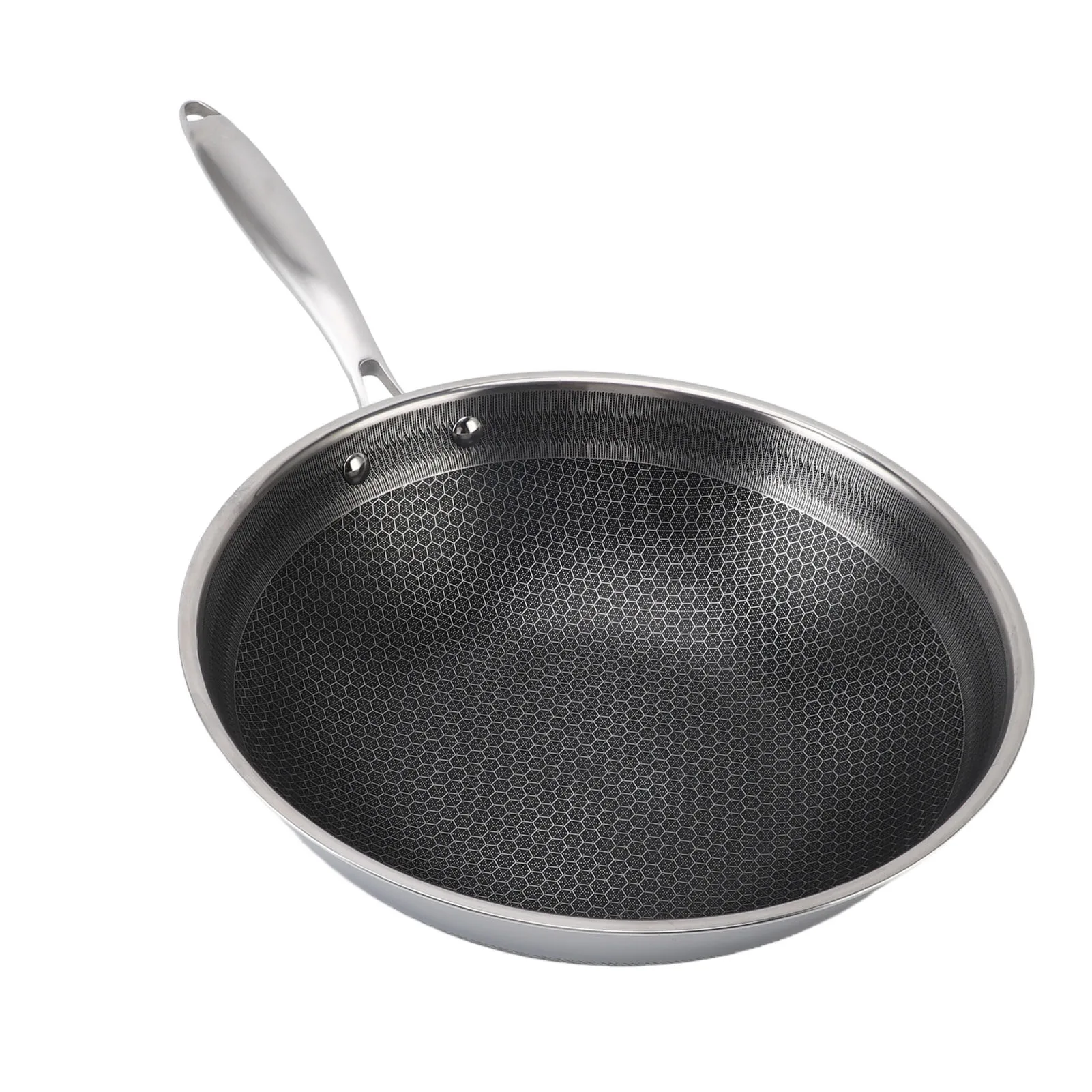 

Stainless Steel Fry Pan Rust Resistant Skillet Honeycomb Nonstick Frying Pan Dishwasher Safe Induction Gas Stovetop Compatible