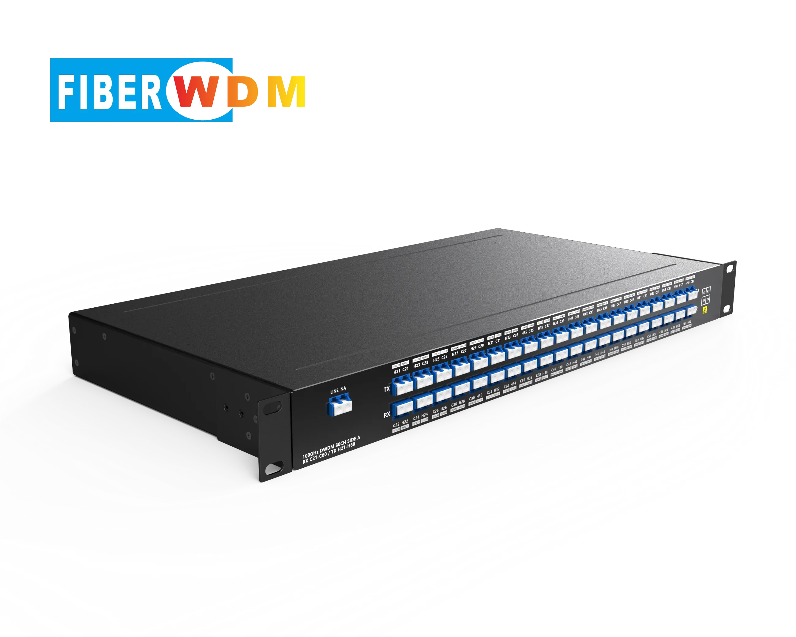 FIBERWDM 80CH DWDM Mux/Demux 50GHz C21-C60 H21-H60 with Monitor Port LC/UPC Single Fiber DWDM  1U Rack Mount