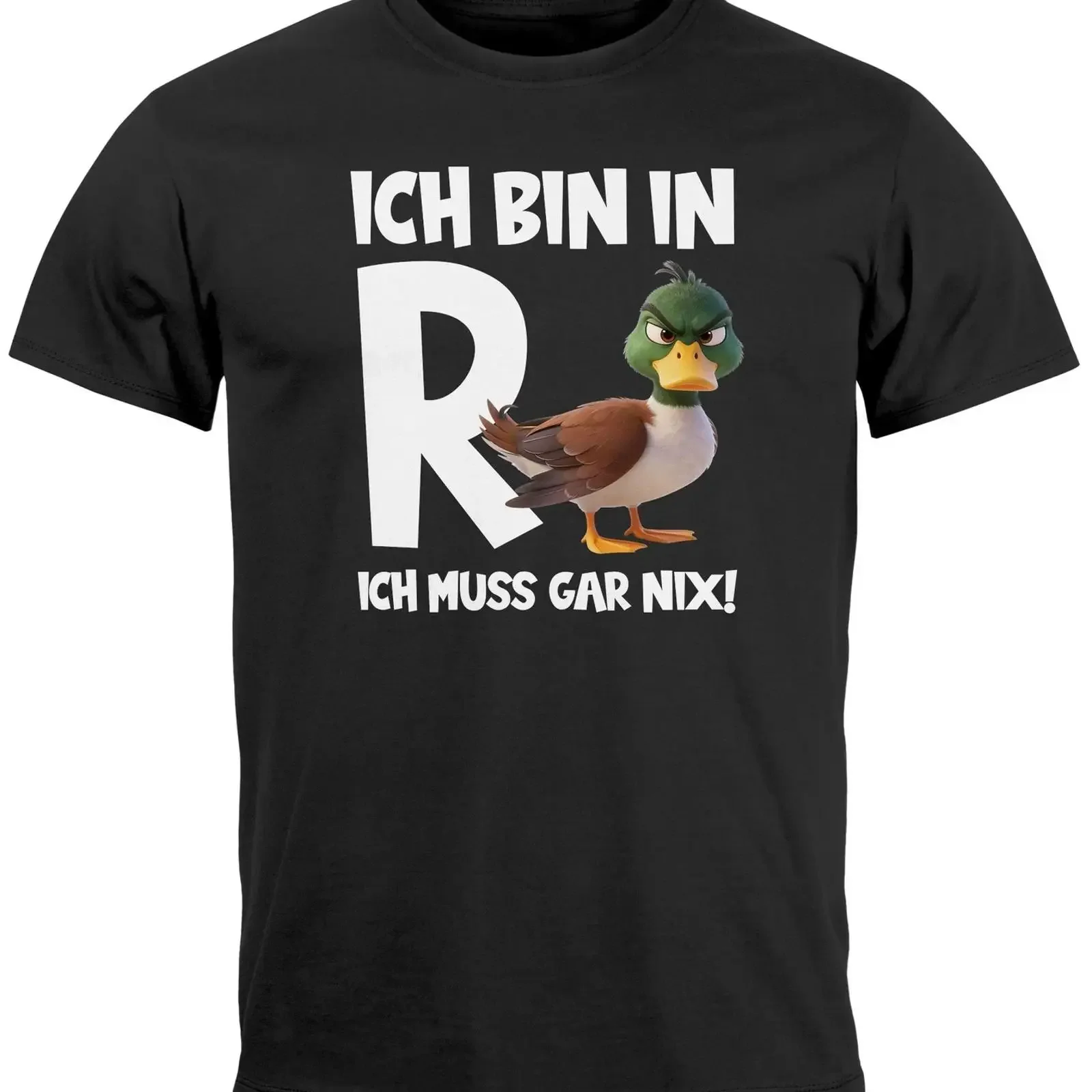 Herren T Shirt R Ente Spruch Lustig Ich muss gar nix Geschenidee Rentner vintage Washed graphic Casual fashion Versatile
