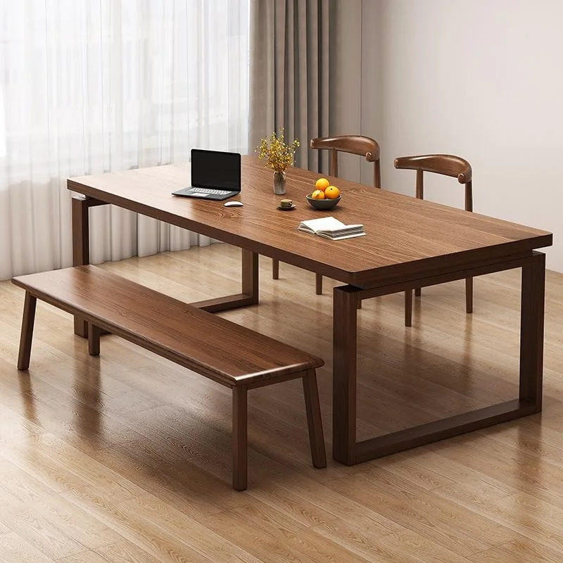 Dining table household dining table solid wood leg small apartment rectangular rental room dining table and chair combination