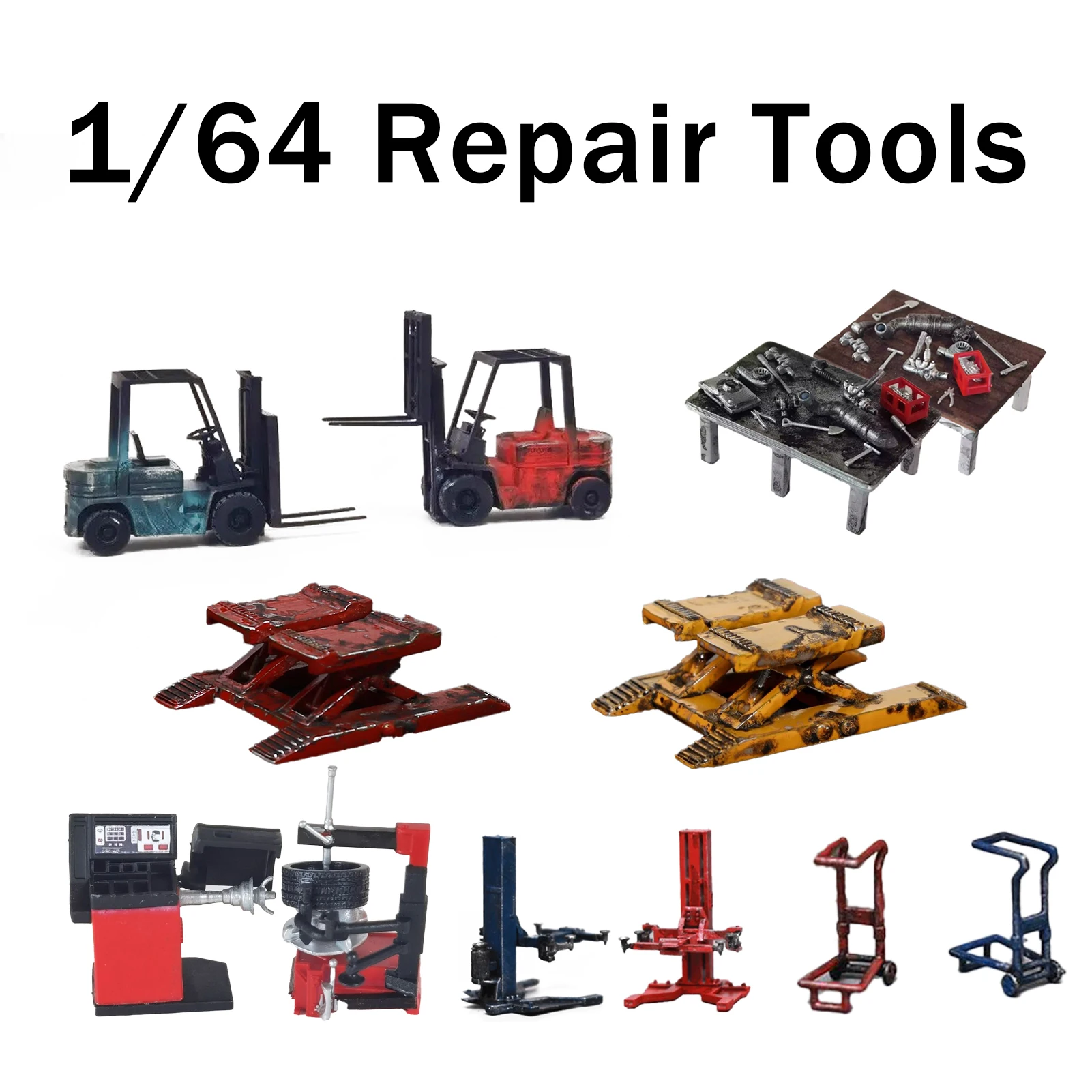 

1/64 Diorama Miniature Resin Repair Tools Model Kit Car Garage Scene Display Model Accessory