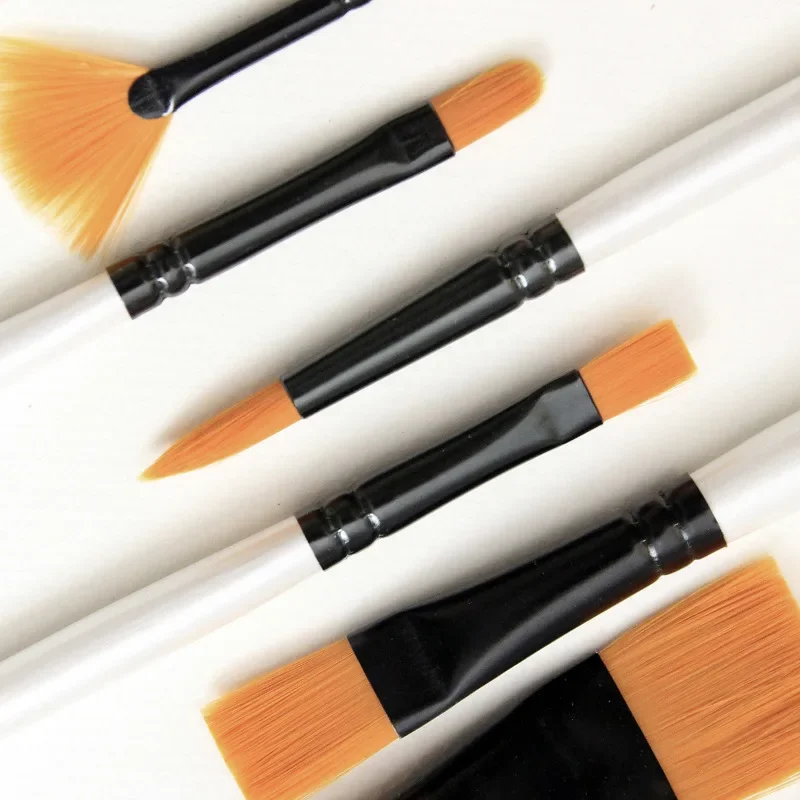 White Pole Ten-piece Mix Head Preferably Nylon Brush Canvas Bag Set Paint Brush