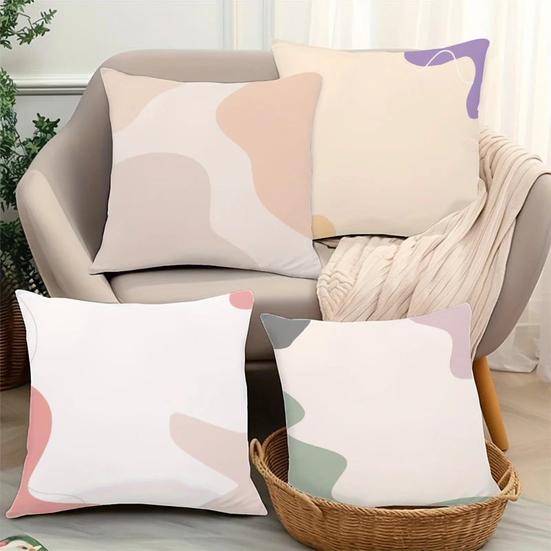 Morandi Color Print Pattern Home Decor Pillowcase Bedroom Living Room Sofa Decoration Polyester Cushion Cover With Zipper