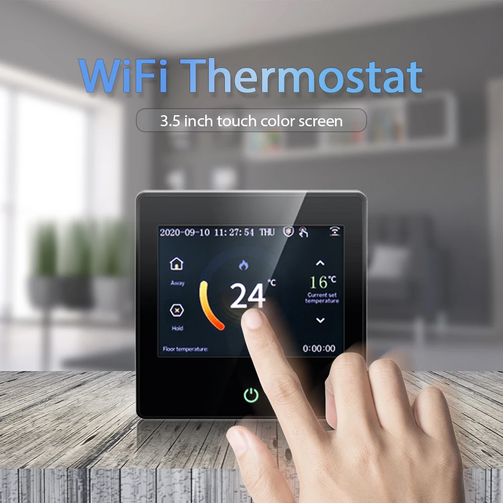 

WiFi Smart Thermostat Heating Temperature Controller with Celsius/Fahrenheit LED Touch Screen Work Alexa Google Home