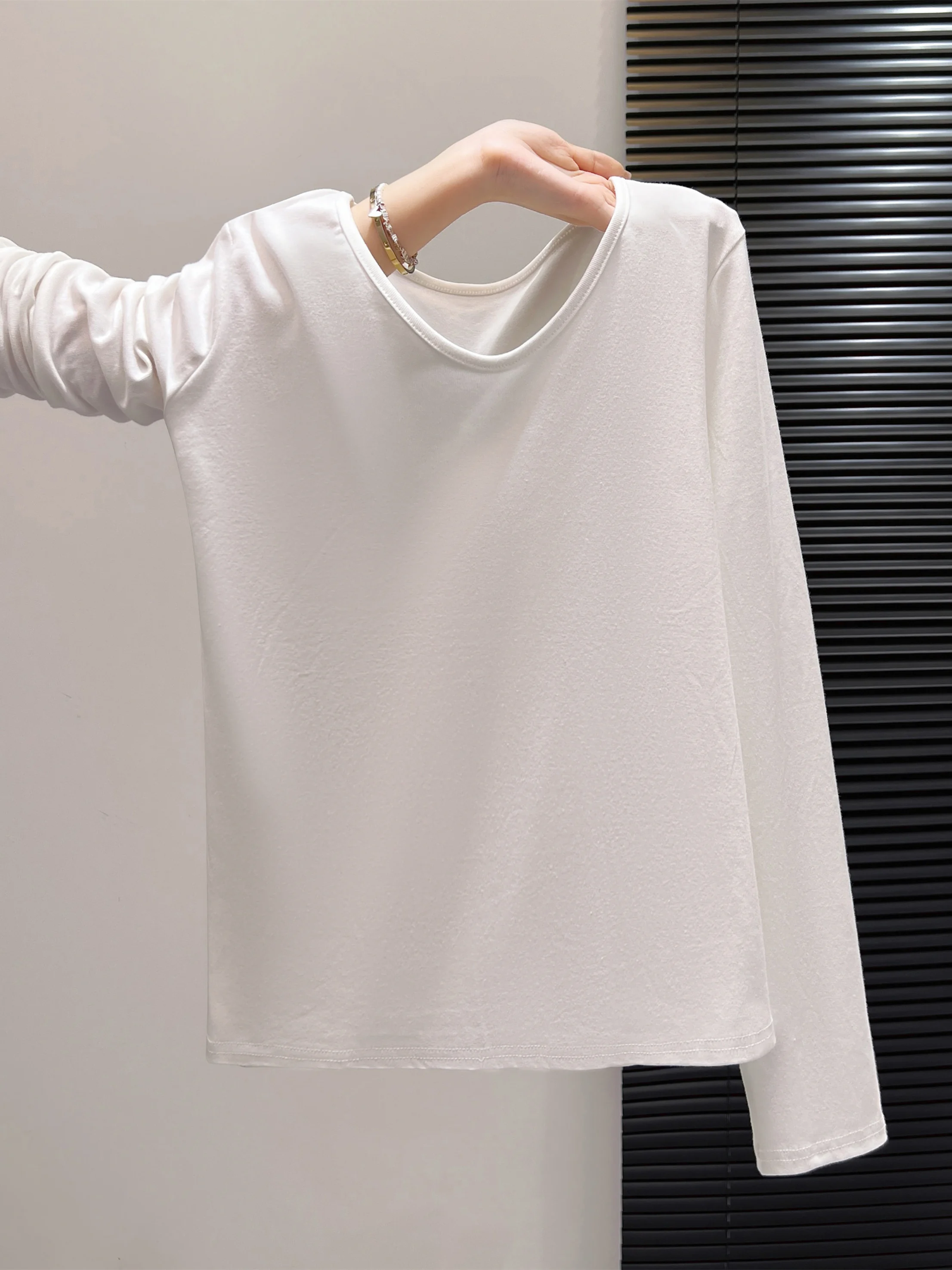 

Свободная хлопковая футболка Long Sve V-Ne, женская удобная базовая футболка больших размеров, корейская повседневная одежда на все сезоны