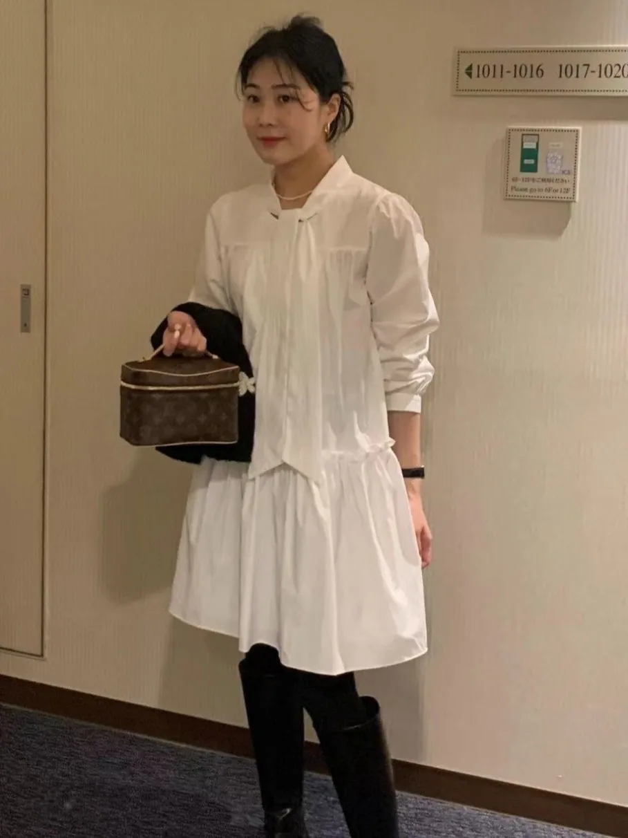 

Long Sve Belted Dr Street Sle Spring Autumn Women's Faion Online Exclusive No Brand Chinese Made 8-24 Years Old