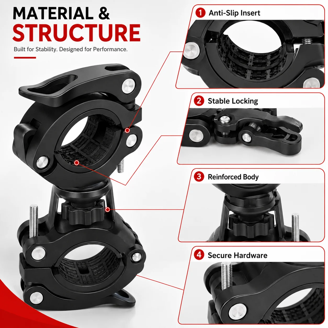 PINMOAP 1PC Bike Flashlight Holder Universal Bicycle Torch Mount Handlebar Clip Bracket Fit Road Bike Night Cycling Accessories