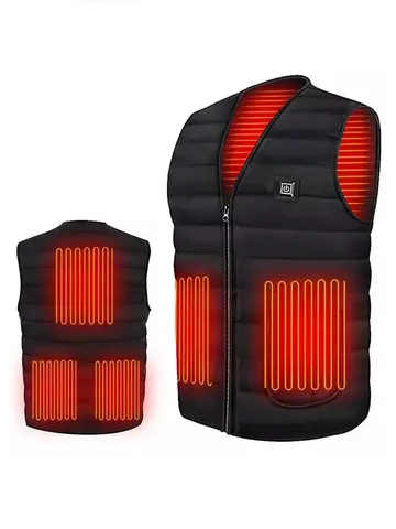 Men Autumn winter Smart heating Cotton Vest 9 area Heated V neck vest Women Outdoor Flexible Thermal Winter Warm Jacket M-7XL