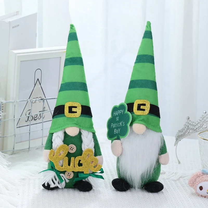 St.Patrick's Day Gnome Decoration, Swedish Tomte Scandinavian Figurine Elf Ornament For Home Fireplace Desktop